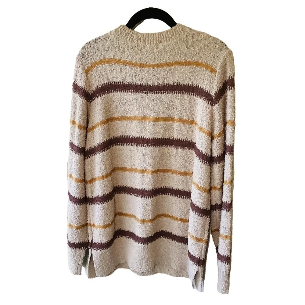 NEW Mason & Belle Striped Sweater Size Large Multicolor Brown Tan
